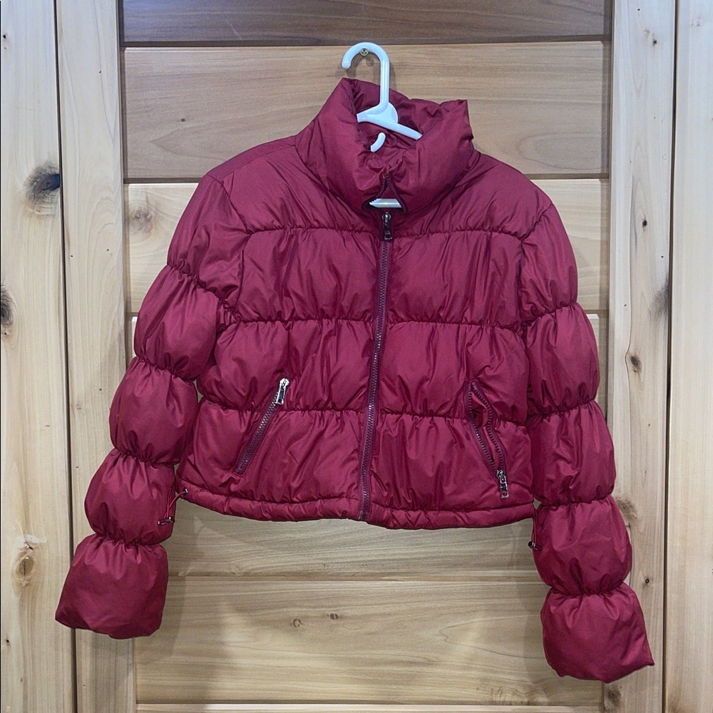 Zenana Outfitters Burgundy Puffer Jacket